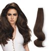 ABH AmazingBeauty Hair Semi-permanent Tape Attached Real Remi Remy Human Hair Extensions Tape in 50g 20pcs Invisible Seamless Reusable Skin Weft Dark Brown Color 2 18 Inch