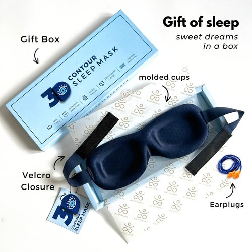 Samadhaan 3D Contoured Eye Mask for Sleeping | Sleep Mask for Side Sleepers | Eyelash Extensions with Velcro Closure | Shade Cover | Eye Sleeping Mask | Flight Essential | Blue | Concave Molded