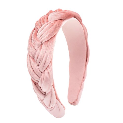 Uchyius Pink Headbands for Women Braided Headbands Velvet Padded Hairbands Cute Hair Accessories for Women Girl