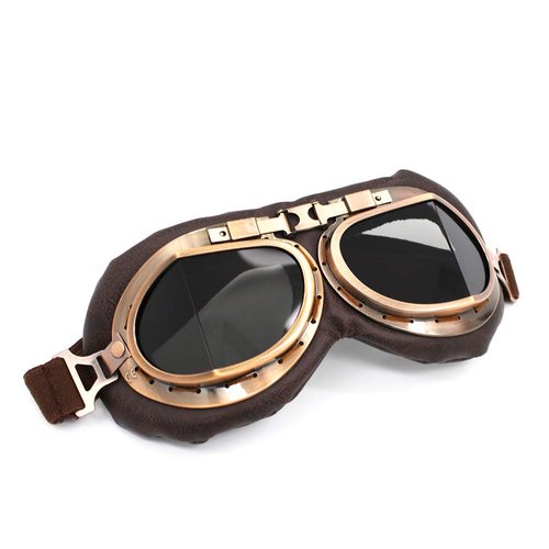 Nuoxinus Motorcycle Goggles, Vintage Aviator Pilot Style Motocross Bike Cruiser Scooter Goggle, Anti UV Anti-Scratch Dustproof for Cycling Riding Climbing Fishing (Smoke Lens)