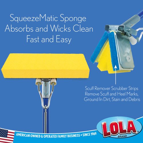Lola Products SqueezeMatic Easy Clean Butterfly Sponge Mop Head Refill | 9" Wide Mop Head | Replacement Mop Head for Floor Cleaning | Fits Most Butterfly Squeeze Sponge Mops