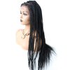 Hand-Lace Braided Swiss Lace Front Box Braided Wigs with Natural Baby Hair for Black Women Long Box Braids With Special Shape Of The Top Premium Fiber Lightweight Japan-made Cornrow Twist Braids Wigs FACE MIRACLE (18'' Inches, #1B Black)