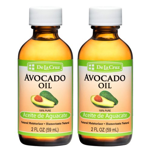 De La Cruz Avocado Oil - Expeller Pressed Pure 100% Avocado Oil for Hair and Body - Lightweight Body Oil for Dry Skin - 2 FL. OZ. (2 Bottles)