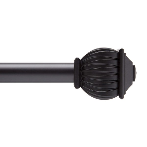 Kenney KN71708 Beckett Soft Square End Standard Decorative Window Curtain Rod, 28-48" Adjustable Length, Black Finish, 5/8" Diameter Steel Tube, 1-Pack