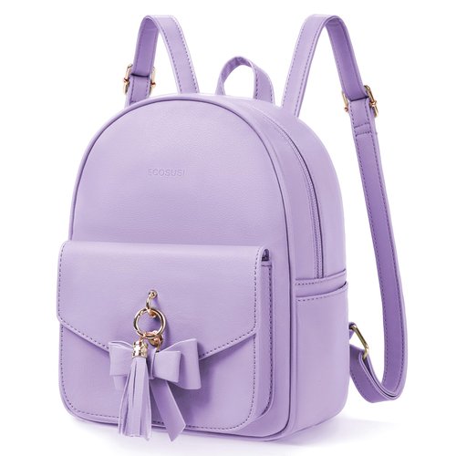 ECOSUSI Mini Backpack for Women Cute Bowknot Small Backpack Purse Ladies Leather Bookbag Satchel Bag, with Charm Tassel