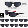 Cindeer 6 Pairs Men's Polarized Sunglasses Wrap Around Sunglasses Sports Sunglasses UV Protection Sun Glasses for Hiking Running (Red with Gray, Black)