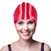 Water Gear Jazz Silicone Swim Cap - Flexible Unisex - Great for Short and Long Hair - Improve Your Performance (RED/White, One Size)
