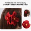 Rowcay Bohemian Flower Hair Clips - 5pcs Artificial Tropical Hibiscus Plumeria Orchid Hairpin Set for Women Girls - Seaside Holiday Bridal Accessories in 5 Colors
