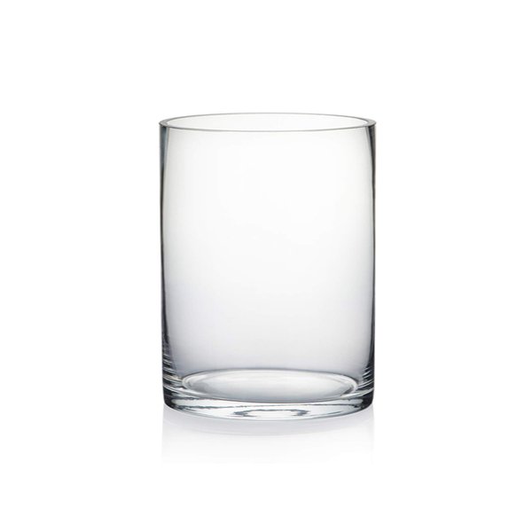 WGV Quality Thick Cylinder Vase, Width 6", Height 8", Clear Glass Container Terrarium Candle Holder for Wedding Centerpiece, Event, Home Decor, 1 Piece
