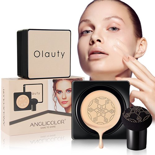 Mushroom Head Air Cushion CC Cream Face Foundation Concealer BB Cream, New Upgrate Moisturizing Long Lasting Bright Cushion Foundation Base Primer Full coverage for flawless makeup(101 #Ivory)