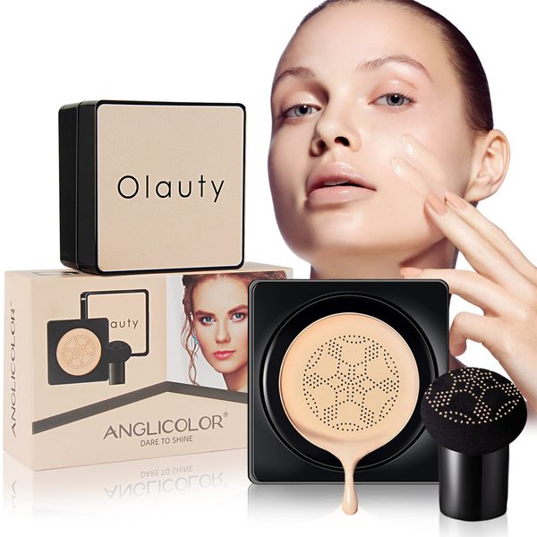 Mushroom Head Air Cushion CC Cream Face Foundation Concealer BB Cream, New Upgrate Moisturizing Long Lasting Bright Cushion Foundation Base Primer Full coverage for flawless makeup(101 #Ivory)