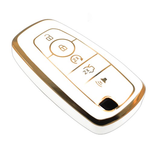 FEYOUN Key Fob Cover Compatible with Ford Escape Expedition Explorer F-150 F-250 F-350 F-450 F-550 Maverick Mustang Lincoln Aviator TPU Remote Keyless Key Fob Case Protection Shell Accessories, White