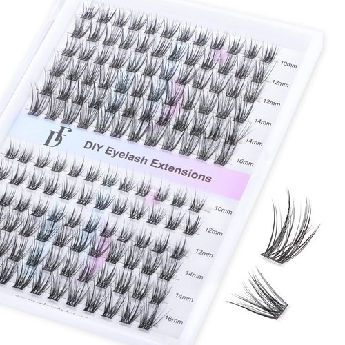 DF Cluster Lashes 144 Pcs D Curl Individual Lash Clusters 10-16mm Mixed DIY Lash Extensions Soft Volume Individual Lash Extensions Self-application DIY Lashes at Home - Rose 5