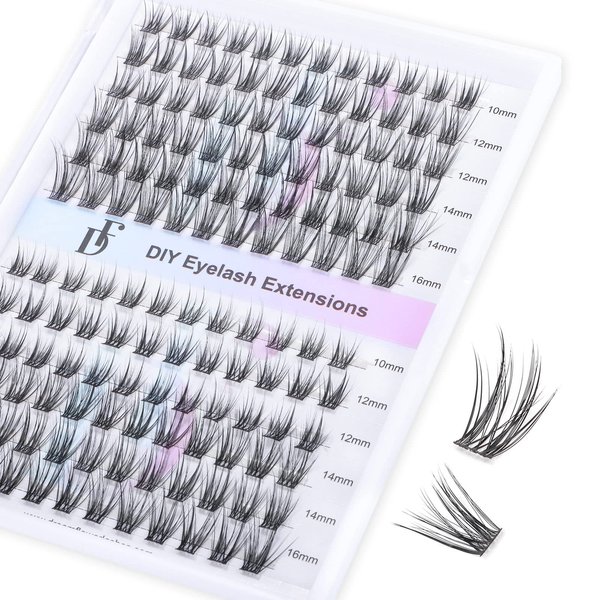 DF Cluster Lashes 144 Pcs D Curl Individual Lash Clusters 10-16mm Mixed DIY Lash Extensions Soft Volume Individual Lash Extensions Self-application DIY Lashes at Home - Rose 5