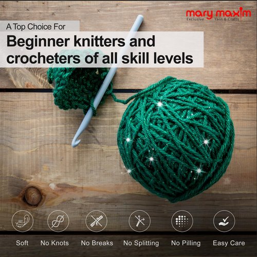 Mary Maxim Starlette Sparkle Yarn - 4 Medium Worsted Weight Yarn, 98% Acrylic, 2% Polyester Yarn for Knitting and Crocheting - 4 Ply Soft Yarn for Blankets, Clothing, Decor - 196 Yards (Emerald)