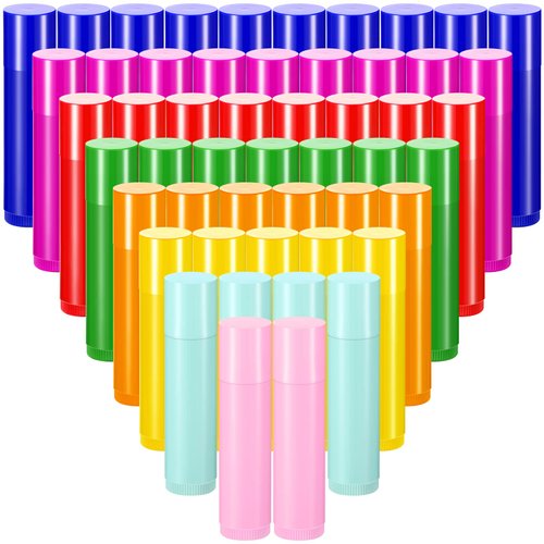 128 Pieces Lip Balm Tubes 5 ml Refillable Rotatable Plastic Lipstick Tubes Empty Lip Gloss Balm Containers DIY Lip Gloss Balm Tube Holder for DIY Cosmetic, 8 Colors