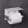 VAEHOLD Self Adhesive Toilet Paper Holder with Phone Shelf SUS304 Stainless Steel Wall Mounted Toilet Paper Roll Holder - Rustproof and Bathroom Washroom Tissue Roll Holder with Storage Shelf - Silver