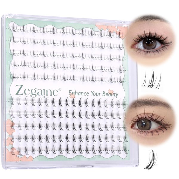 Natural Bottom Lash Clusters Wispy Lower Eyelashes Clusters Clear Band Manga Eyelash Extensions 2 Styles Short Individual Bottom Lashes Extensions Natural Look 150pcs by Zegaine