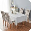 FORCHEER Pattern Stretch Chair Covers for Dining Room Set of 4,Printed Stretchable Dining Chair Slipcover Washable Removable for Kitchen,Hotel,Restaurant,Ceremony Universal Size(4PCS,Linen Stripe)