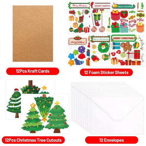 Christmas Cards Christmas Tree Card Making Craft Kits for Kids DIY Holiday Greeting Card Bulk for Classroom Activities Party Favors