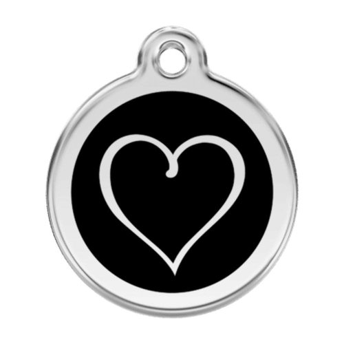 RedDingo enamel pet id tag, medium, "Cartoon Heart", Hot Pink