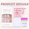Cute Press on Nails Short Almond MABKJLF French Tip Fake Nails Nude Full Cover Pearl Bow Charm False Nails with Designs Glossy Glue on Nails Petite Acrylic Nails Artificial Nails for Women Girls 24Pcs