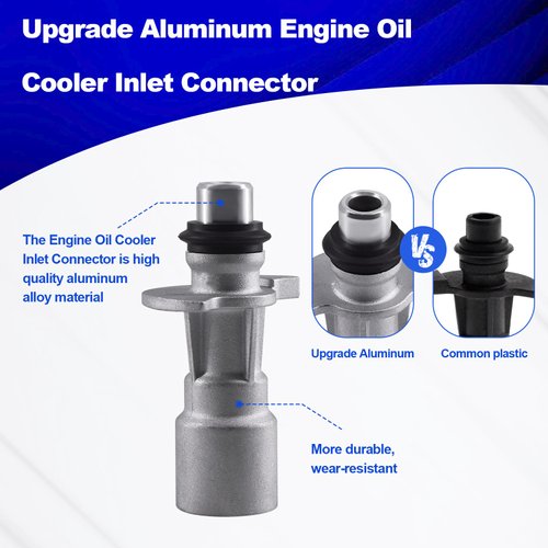 Upgrade Aluminum Engine Oil Cooler Inlet Connector Fits for Land Rover Sport LR4 Range Rover Part Number LR030593 C2Z18658 LR028136 LR011997