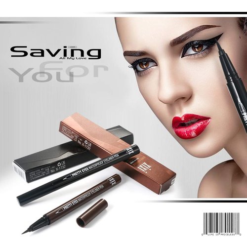 JewelryWe 2PCS Black Brown Waterproof Liquid Eyeliner