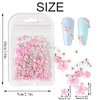 3D Flower Caviar Beads Nail Art Decals Charms for Nails, White Pink 3D Acrylic Flower Nail Charms with Pearl Golden Caviar Beads for Women DIY Manicures Salon Accessories