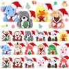 Blueweenly 24 Pcs Mini Christmas Stuffed Animal Bulk Christmas Plush Keychain Decorations Xmas Small Plush Animal Toys with Santa Hat Christmas Tree Plush Ornaments for Award Party Favors Gifts Decor
