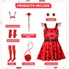 Mikovivi LLadybug Costume Set, 7pcs 100 Days of School Ladybug Costume Accessories Ladybug Halloween Costume Ladybug Dress Costume