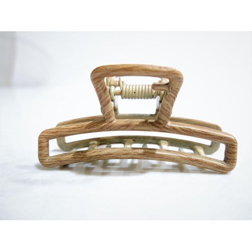 Generic Faux bamboo wood medium/small metal slim hair claw clip for fine hair