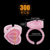 POCMKO 300PCS Glue Rings for Lash Extension Supplies, Lash Glue Cup for Volume Lashes Fan, Eyelash Extension Lash Rings, Glue Holder for Lash Glue Supplies, Lovely Heart Shape Eyelash Rings