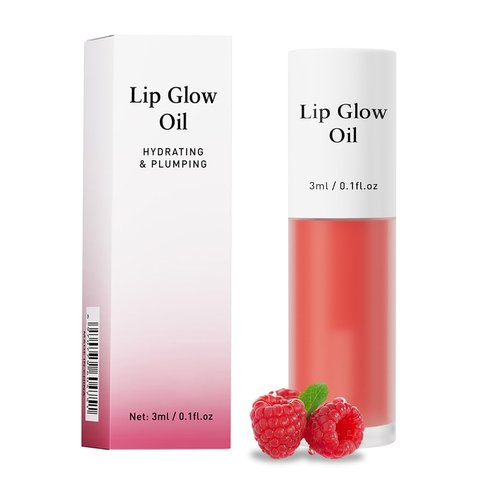 Hydrating Lip Glow Oil, No-Sticky Gloss Lip Balm Lip Care, Fruit Flavoured Lip Oil For Dry Lip's Moisturizing Hydrating And Nourishing (RASPBERRY)