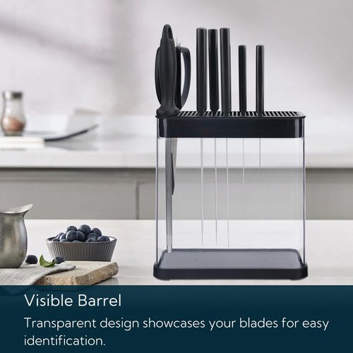 KITCHENDAO XL Universal Knife Block Holder without Knives, Detachable for Easy Cleaning, Extra Slots for Scissors and Sharpening Rod, For Safe, Space Saver Knife Storage, Unique Slot to Protect Blades