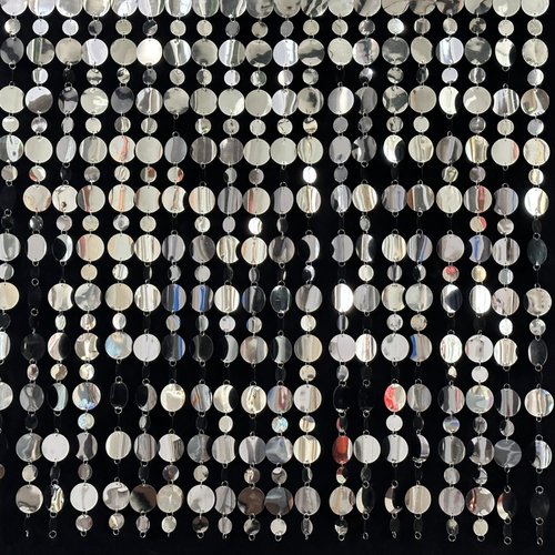 Silver Shimmer Wall Backdrop, 20 Packs Silver Sequin Curtain Circle Dots Garland for Wedding, Birthday, Bachelorette Party, 70s 80s 90s Theme Disco Party Decorations Supplies