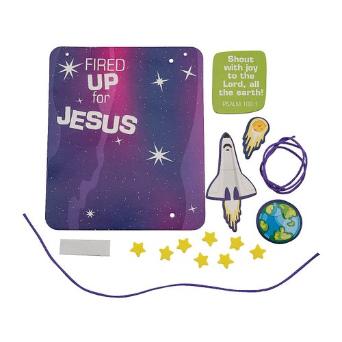 Fun Express Outer Space VBS Bible Verse Sign Craft Kit - VBS Vacation Bible School Supplies/Decor, Makes 12
