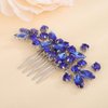 BERYUAN Dainty Teardrop Rhinestone Crystal Wedding Hair Comb Handmade Hair Side Comb Women Girls Wedding Headpiece Silver Gold Wedding Hair Accessories for Brides Bridesmaid (blue)