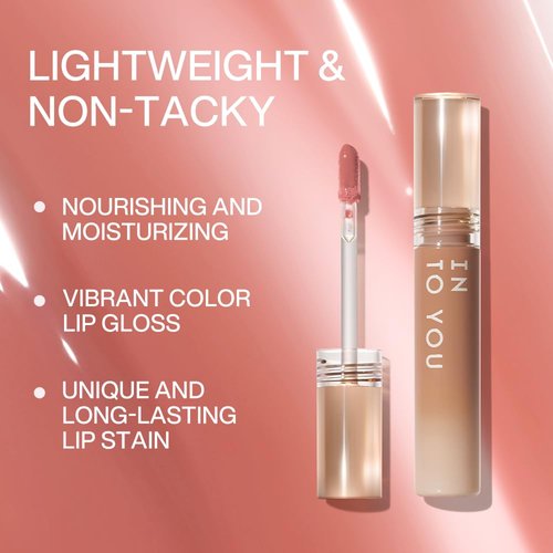 INTO YOU Lip Stain Long Lasting, Lip Gloss, Lip Tint, Lip Plumper Gloss, Glitter Lip Gloss, Liquid Lipstick, Vivid Color, Smudge-Proof, Lightweight, Naturally Moisturizing, Lip Oil For Dry Lips (G01)