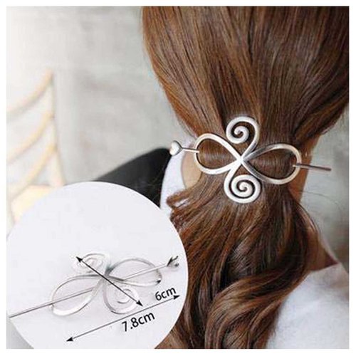 Yheakne Vintage Celtic Knot Hair Slide Pin Silver Celtic Infinity Hair Barrette Long Hair Pin Bun Holder Clips Decorative Hair Accessories for Women and Girls