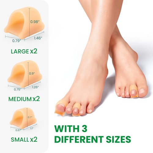 Bukihome Hammer Toe Straightener - 6 Pack Toe Splints - Soft Gel Hammer Toe Cushion - Realign Bent, Curled, Crooked, Claw, Hammer Toes - Toe Corrector for Men and Women, 3 Different Sizes