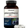 Pterostilbene with 98% Trans-Resveratrol, 200mg Per Serving, 200 Capsules | Naturally Sourced from Wild Blueberries – Antioxidant Supplement for Healthy Aging Support – Non-GMO