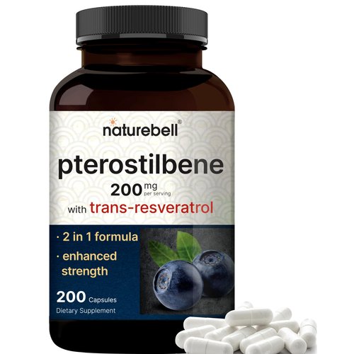 Pterostilbene with 98% Trans-Resveratrol, 200mg Per Serving, 200 Capsules | Naturally Sourced from Wild Blueberries – Antioxidant Supplement for Healthy Aging Support – Non-GMO
