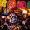 Mexican Party Banners (5 Pack - 10 Plastic Flag Designs per Banner) - Papel Picado Dia de Los Muertos Decorations for Altar - Day of The Dead Banners - Day of Dead Decor