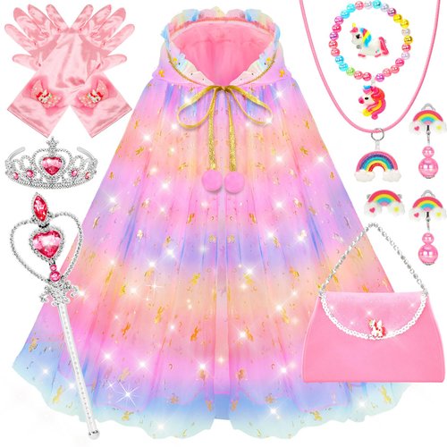YAOOBEY Princess Dress Up Clothes for Girls 4-6,Unicorn Princess Easter Costumes Toys for Girls 3 4 5 6 7 Year Old Christmas Birthday Gifts
