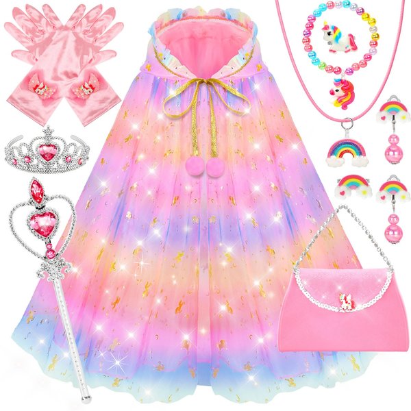 YAOOBEY Princess Dress Up Clothes for Girls 4-6,Unicorn Princess Easter Costumes Toys for Girls 3 4 5 6 7 Year Old Christmas Birthday Gifts
