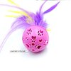 BeeSpring Cat Balls Interactive Cat Toy Cat Feather Balls with Loud Bell Inside (2Pcs - Red, Blue)