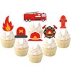 12 Pcs Fire Truck Cupcake Toppers, Firetruck Theme Birthday Baby Shower Party Decorations, Fireman Birthday Decors, Fire Engine Rescue Theme Party for Kids