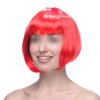 UUYYEO Neon Fancy Dress Wig Cosplay Party Wig Colorful Costume Wig Night Club Wig Straight Synthetic Bob Wig with Mesh Wig Making Cap Elastic Hair Net for Women Girls Red