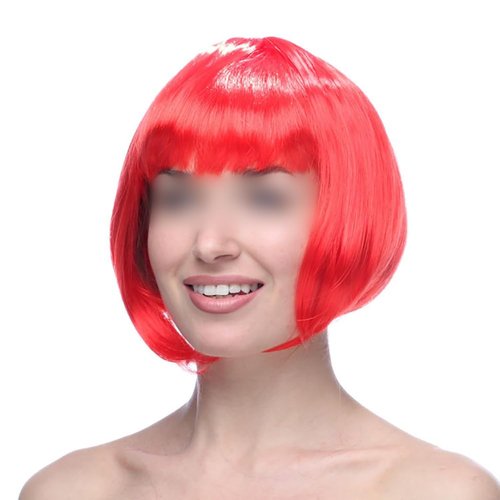 UUYYEO Neon Fancy Dress Wig Cosplay Party Wig Colorful Costume Wig Night Club Wig Straight Synthetic Bob Wig with Mesh Wig Making Cap Elastic Hair Net for Women Girls Red